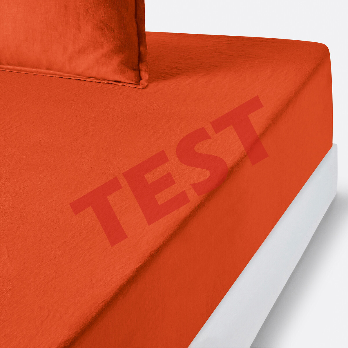 Drap housse lin lavé, bonnet 35 cm, Linot – Orange_1 Drap housse lin lavé, bonnet 35 cm, Linot – Orange_1