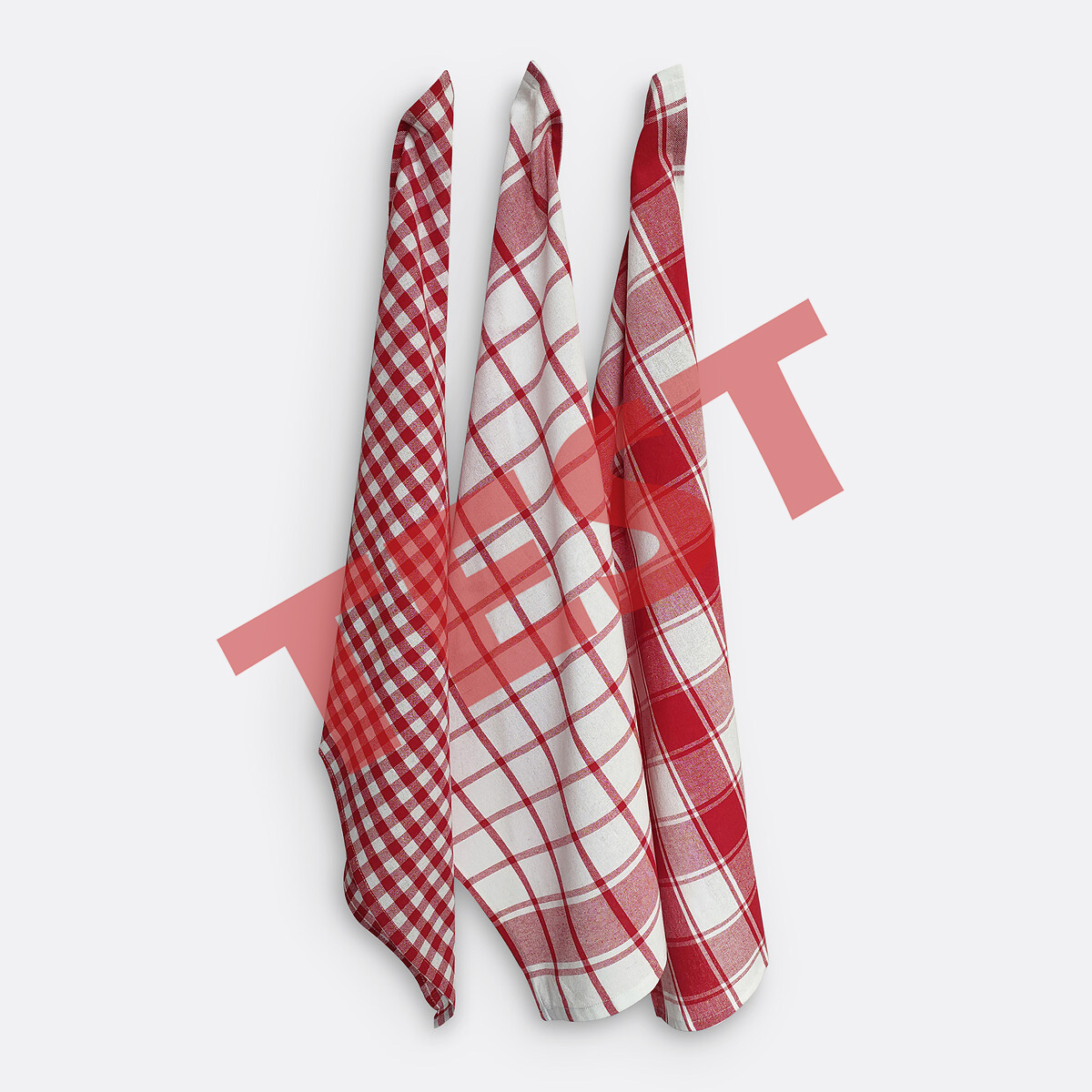 Lot de 3 torchons coton, Jenjla – Rouge_1 Lot de 3 torchons coton, Jenjla – Rouge_1
